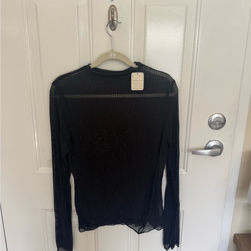 Free People Black Sheer Blouse